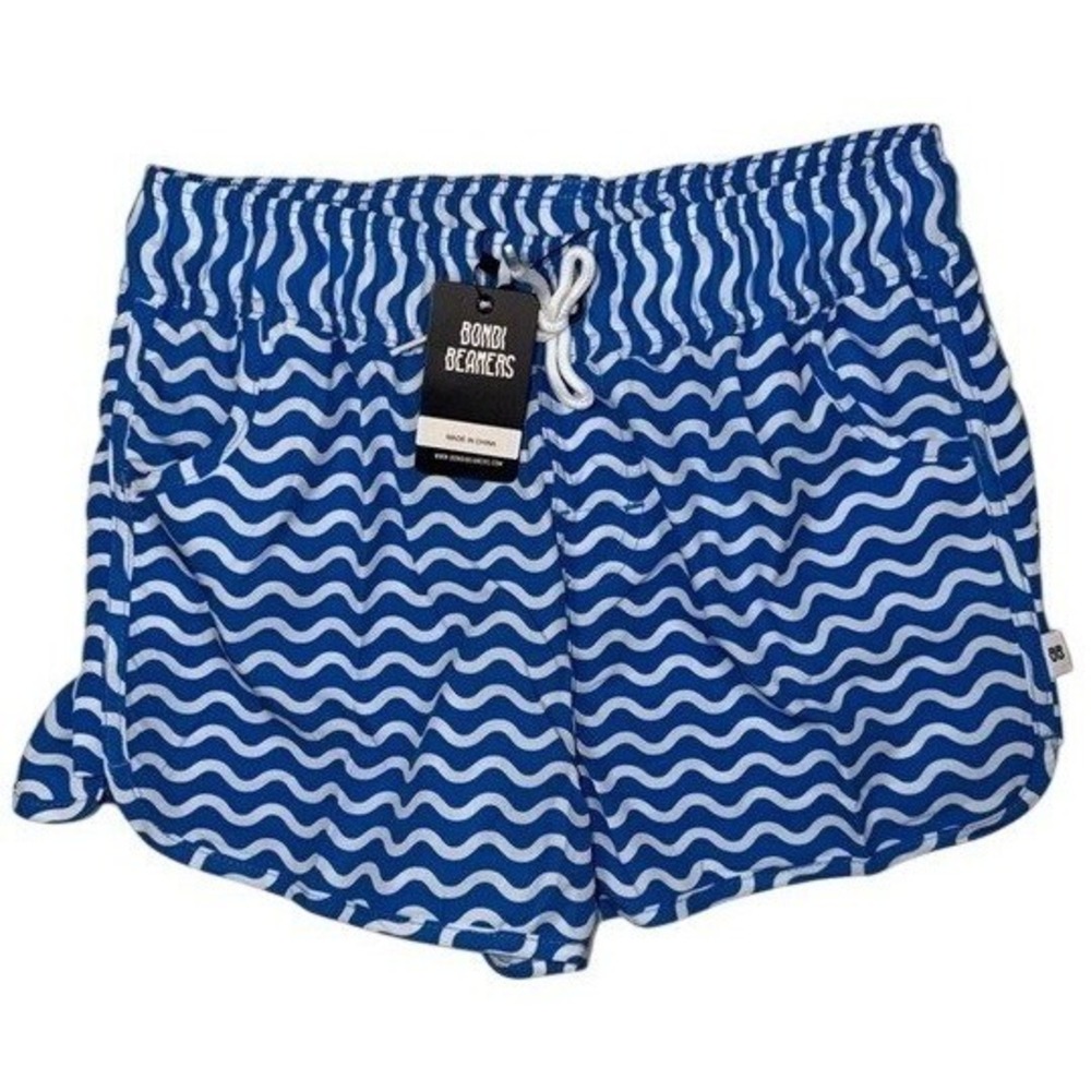 Bondi Beamers Womens Blue White Wave Print Board Shorts Swim Trunks Size 8 NEW